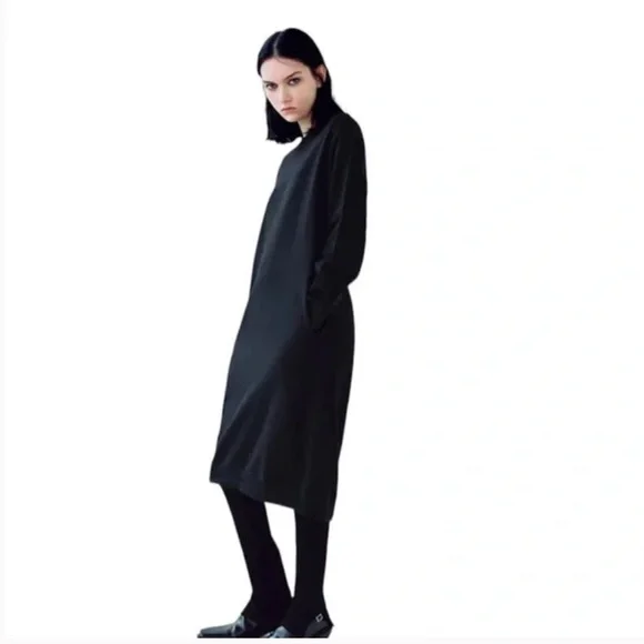 Black Zara Oversized Sweater Dress Zara Dresses Zara Black Knee Length  Oversized Sweater Dress